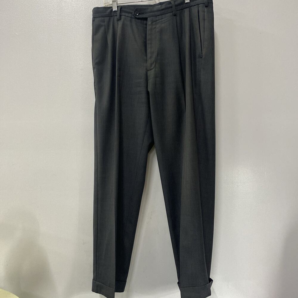 Savane Cuffed Mens Pants 34X29 Grey Straight Dress Office Career